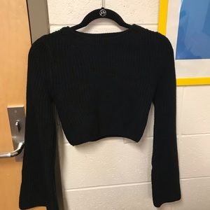 Cropped Flare Sleeve Sweater